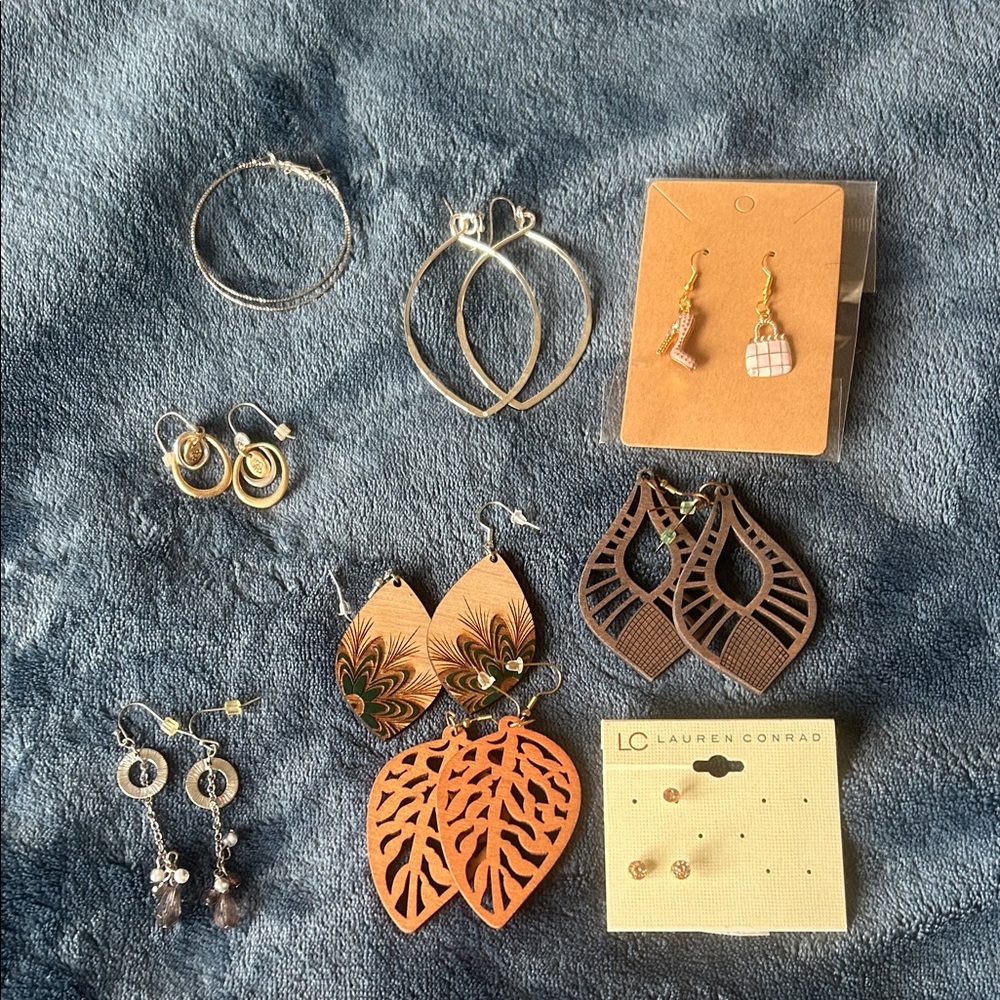 LC Lauren Conrad Mixed Metal and Wood Earring Collection